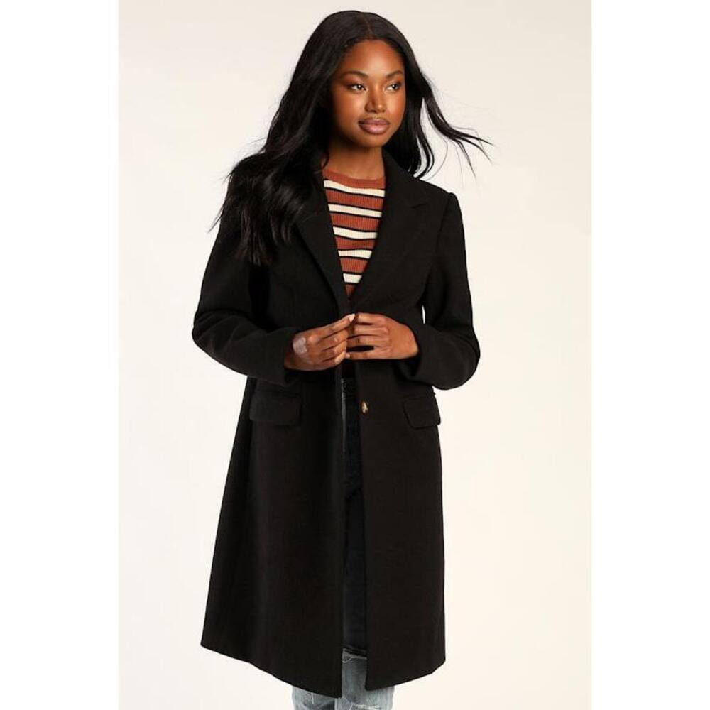 Lulus Chic Feelings Black Long Sleeve Coat - Size L
